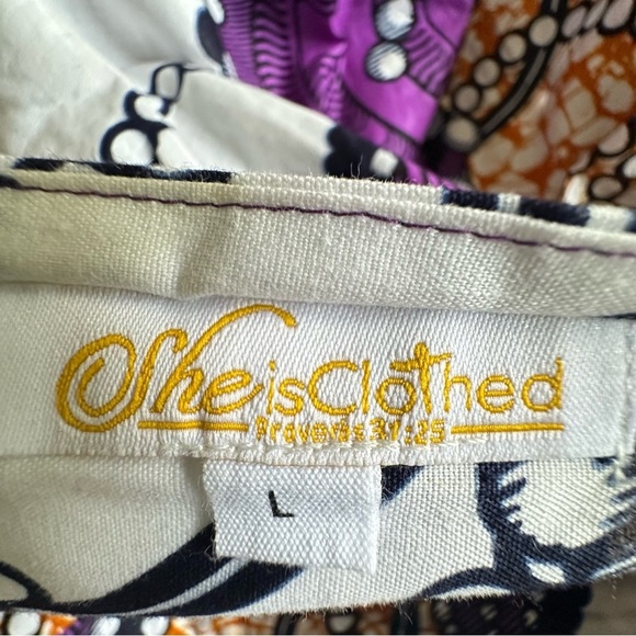 She’s Clothed African Wax Paisley Print Cotton Womens Maxi Skirt Sz L Artsy Boho - Picture 9 of 11